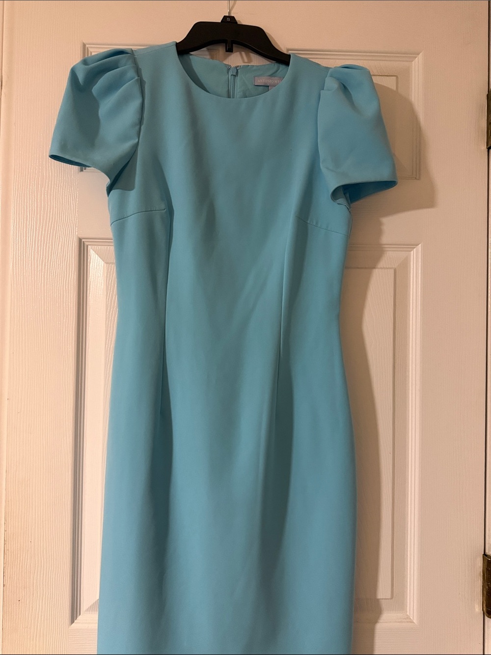 ANTONIO MELANI Light Blue Puff Sleeve Midi Dress